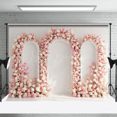 Lofaris Sweet Pink Triple Arch Door Elegant Wedding Backdrop